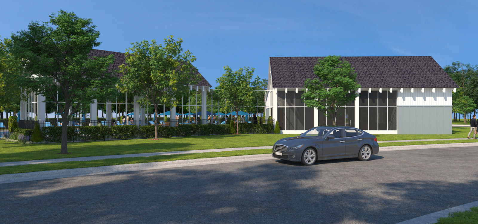 Renderings of the Amenities Building of the Marshes at Daniel island