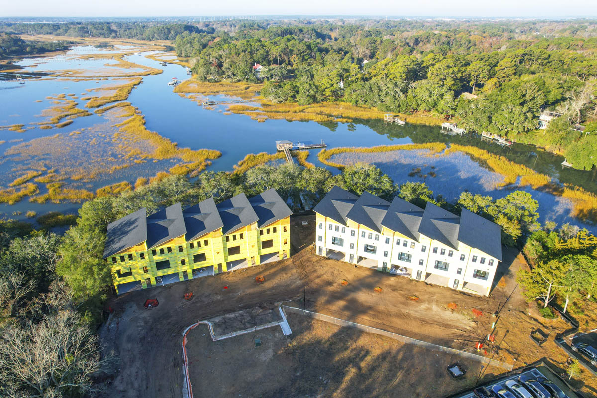 Creekside construction process aerial photos
